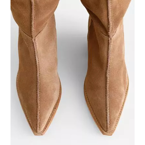 NEW FREE PEOPLE TAN SWAY LOW SLOUCH SUEDE LEATHER BOOTS SZ 36 US 5.5 6 - Picture 12 of 15